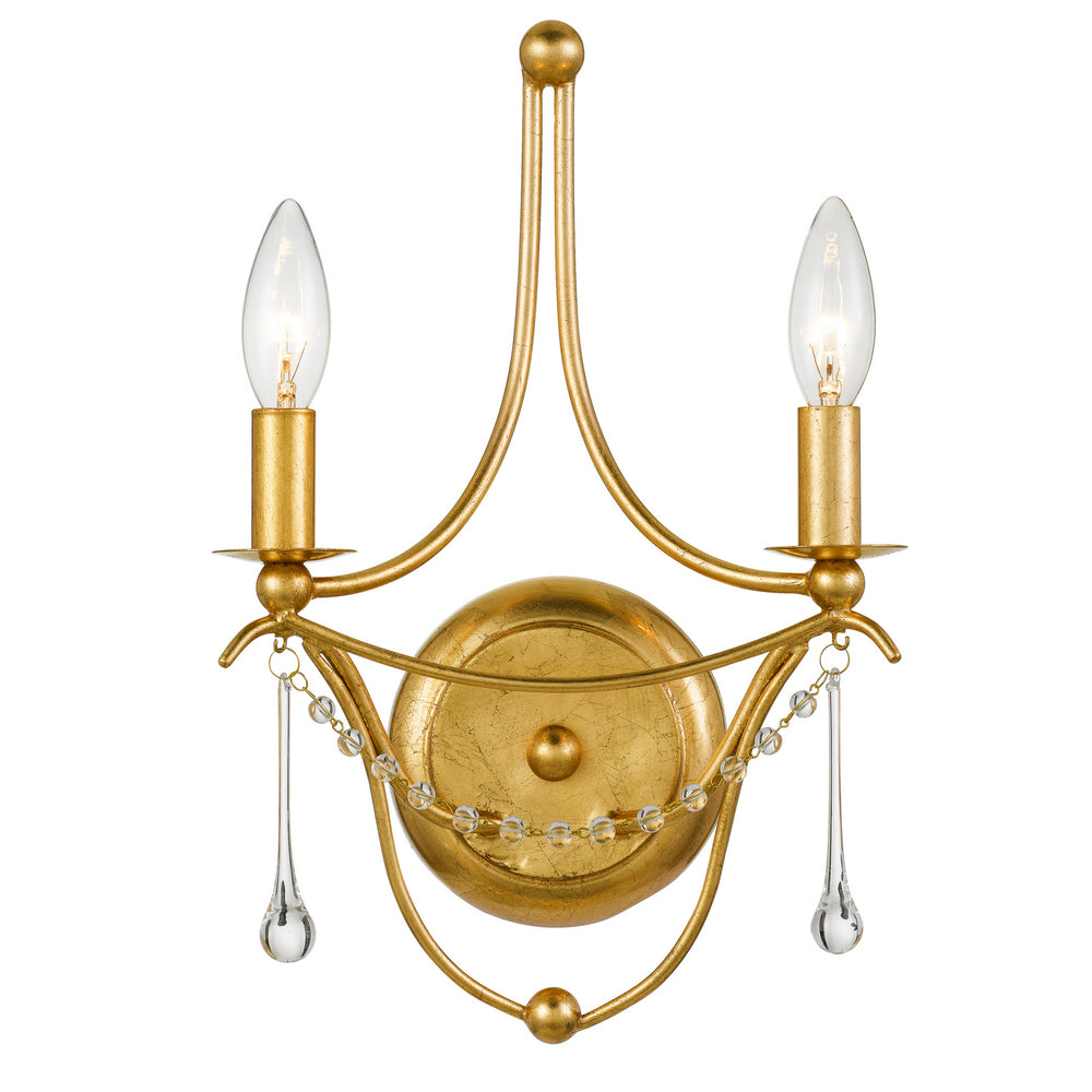 Crystorama - Two Light Wall Sconce - Metro - Antique Gold- Union Lighting Luminaires Decor