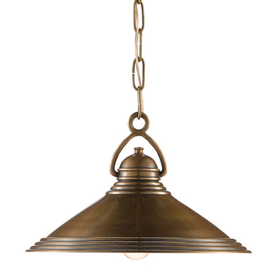 Currey and Company - One Light Pendant - Weybright - Vintage Brass- Union Lighting Luminaires Decor