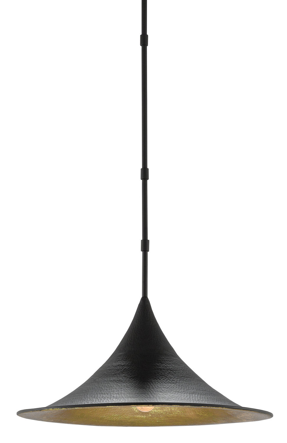 Currey and Company - One Light Pendant - Aberfoyle - Satin Black/Gold Leaf- Union Lighting Luminaires Decor