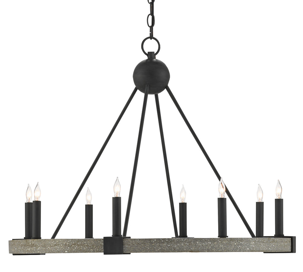 Currey and Company - Eight Light Chandelier - Burgos - Antique Black/Polished Concrete- Union Lighting Luminaires Decor