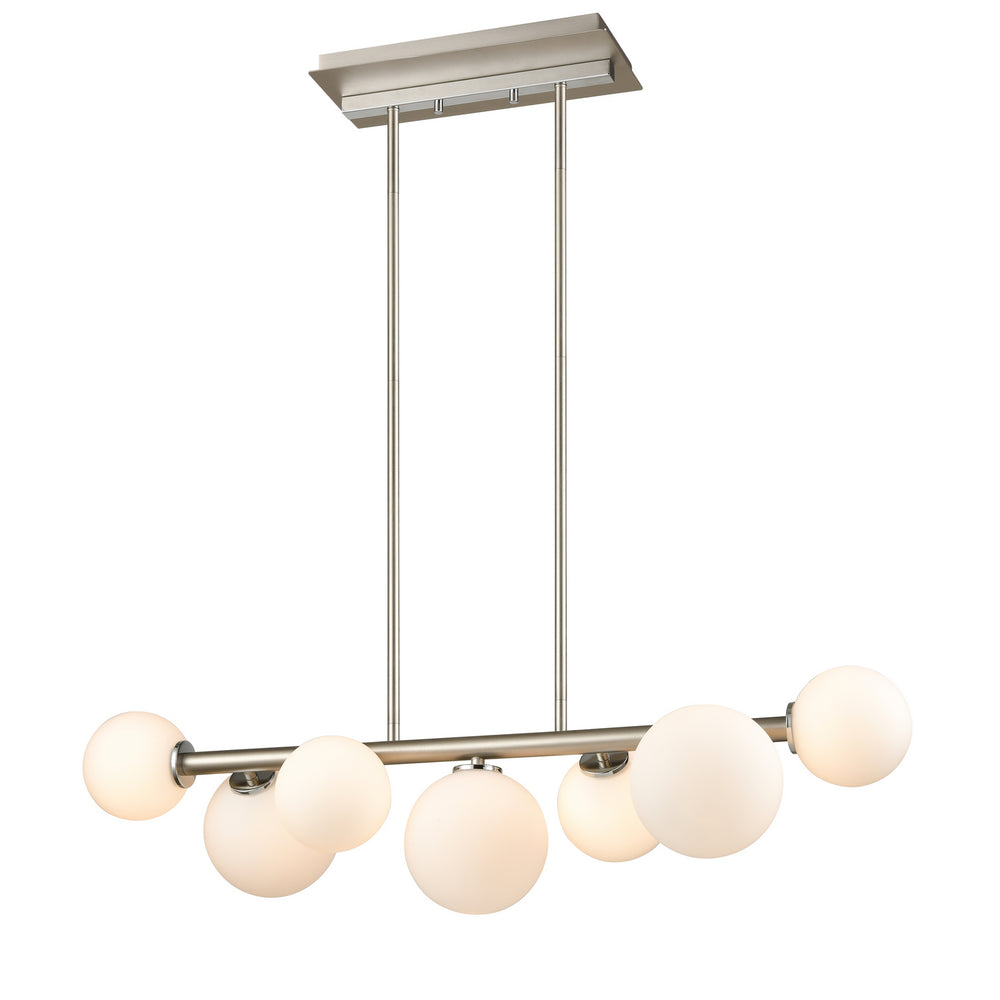 DVI Canada - Seven Light Linear Pendant - Alouette - Chrome And Buffed Nickel w/Half Opal Glass- Union Lighting Luminaires Decor