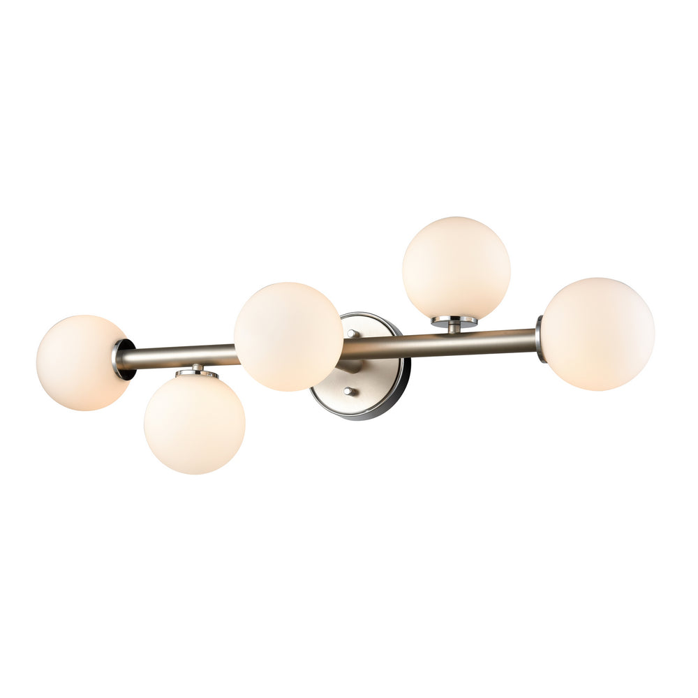 DVI Canada - Five Light Vanity - Alouette - Chrome And Buffed Nickel w/Half Opal Glass- Union Lighting Luminaires Decor