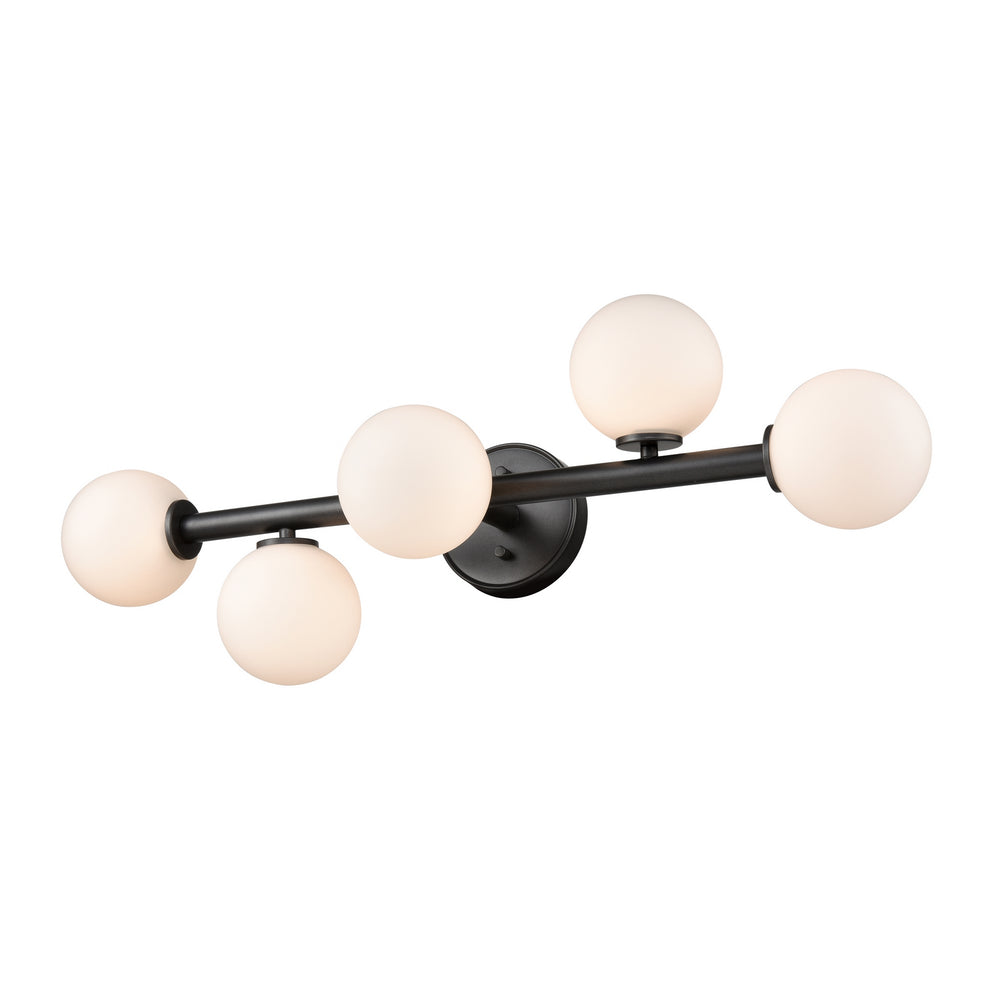 DVI Canada - Five Light Vanity - Alouette - Graphite w/Half Opal Glass- Union Lighting Luminaires Decor