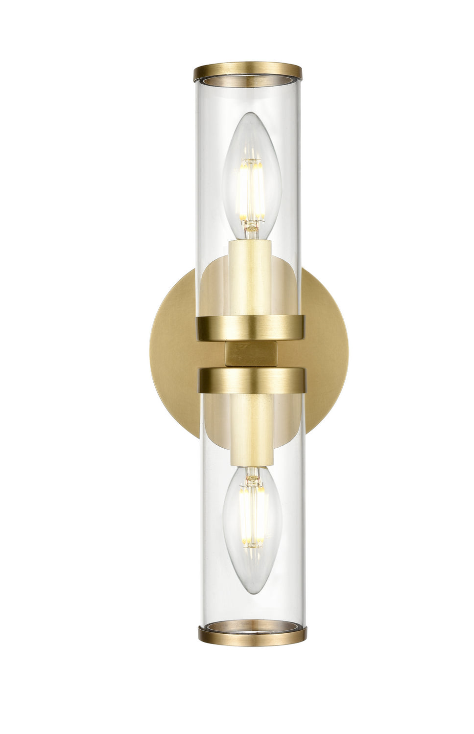Alora Canada - Two Light Wall Sconce - Revolve - Clear Glass/Natural Brass|Clear Glass/Polished Nickel|Clear Glass/Urban Bronze- Union Lighting Luminaires Decor