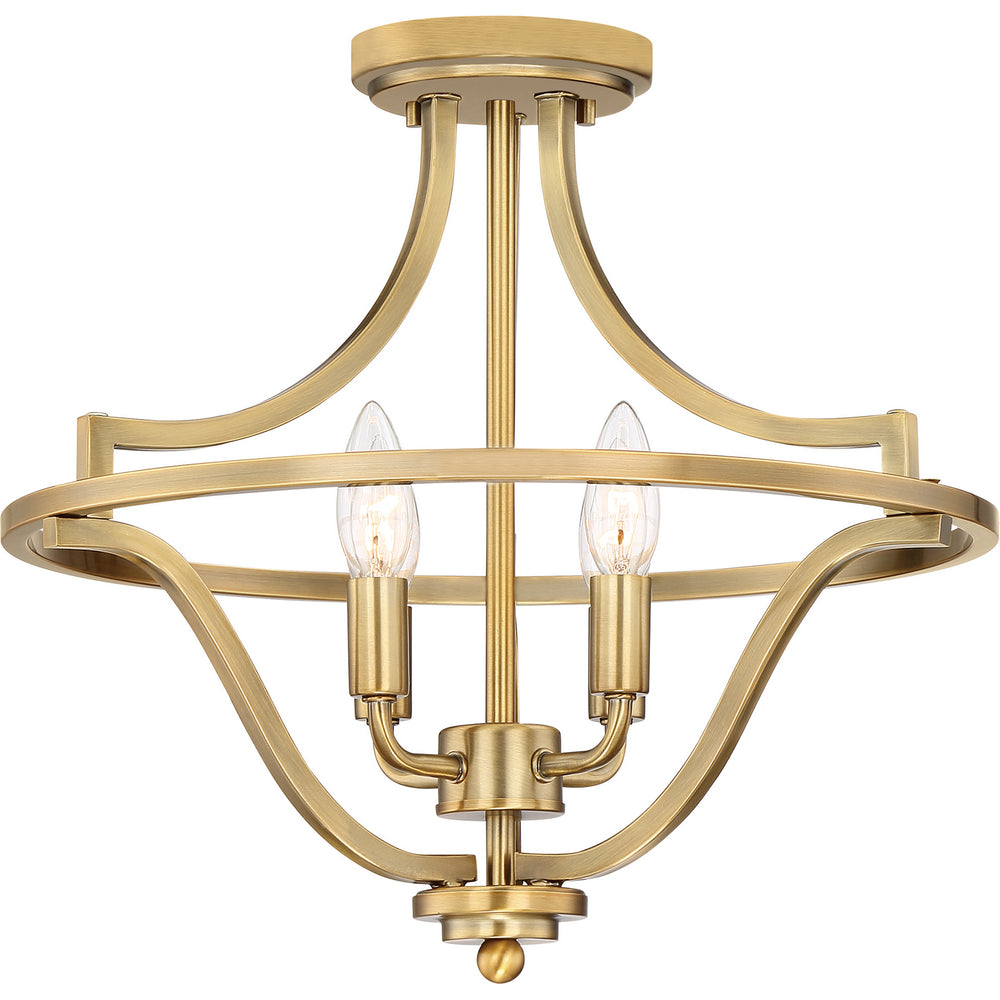 Quoizel - Four Light Semi-Flush Mount - Harvel - Weathered Brass- Union Lighting Luminaires Decor