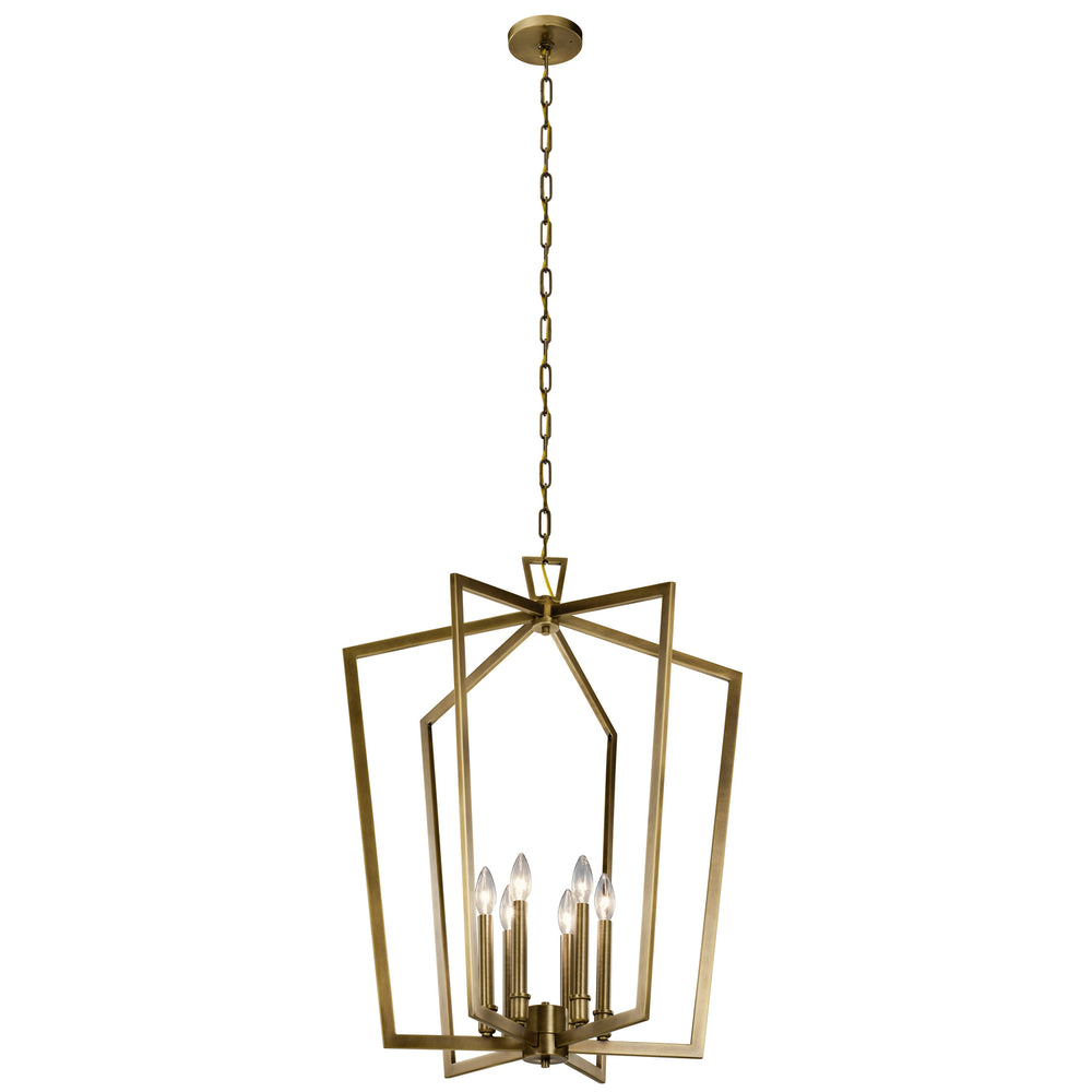 Kichler Canada - Six Light Foyer Pendant - Abbotswell - Natural Brass- Union Lighting Luminaires Decor