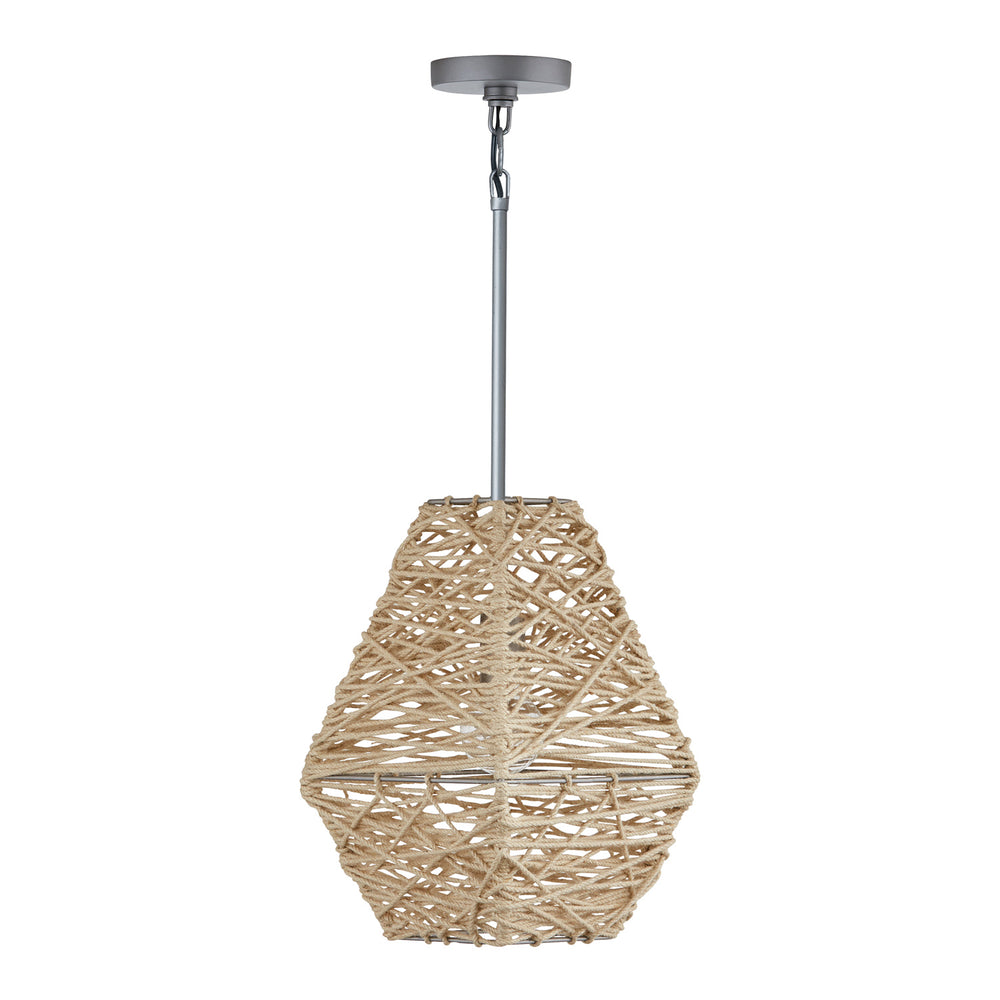 Capital Lighting - One Light Pendant - Finley - Natural Jute and Grey- Union Lighting Luminaires Decor