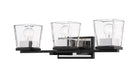 Z-Lite Canada - Three Light Vanity - Bleeker Street - Matte Black / Chrome- Union Lighting Luminaires Decor