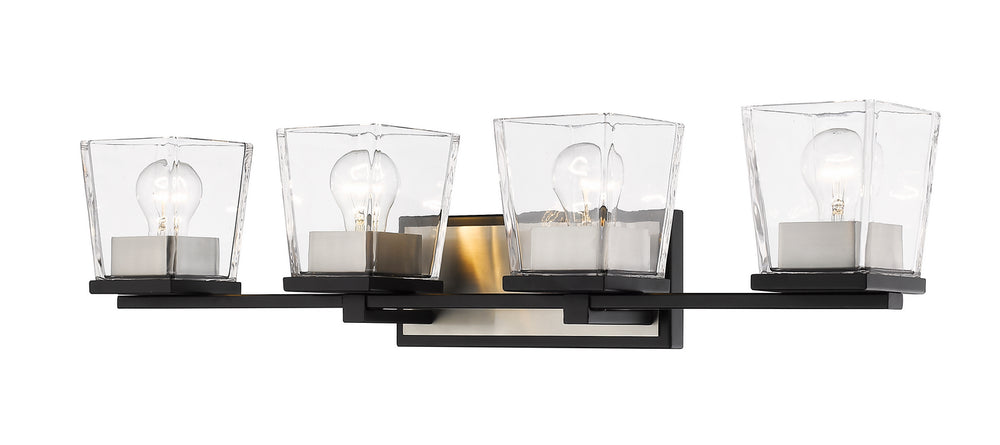 Z-Lite Canada - Four Light Vanity - Bleeker Street - Matte Black / Brushed Nickel- Union Lighting Luminaires Decor