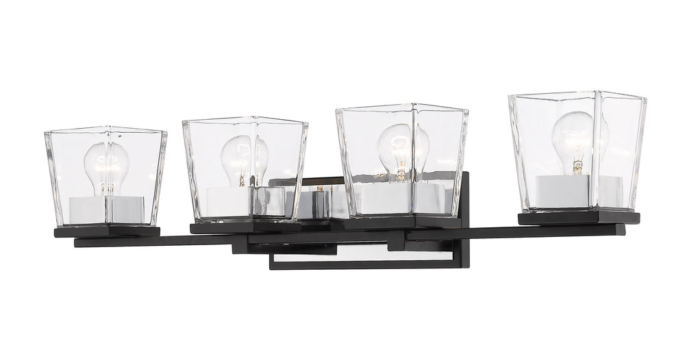 Z-Lite Canada - Four Light Vanity - Bleeker Street - Matte Black / Chrome- Union Lighting Luminaires Decor