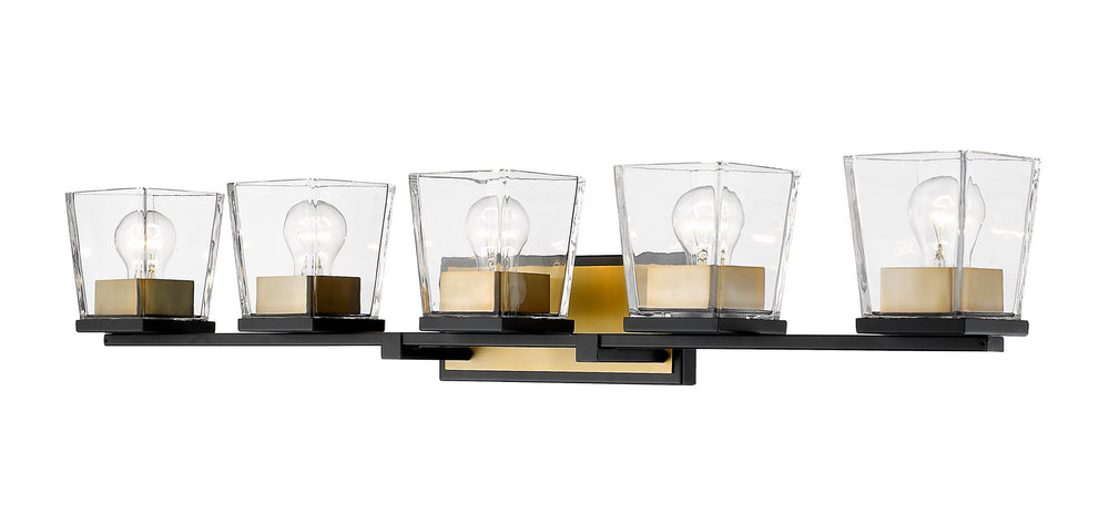Z-Lite Canada - Five Light Vanity - Bleeker Street - Matte Black / Olde Brass- Union Lighting Luminaires Decor