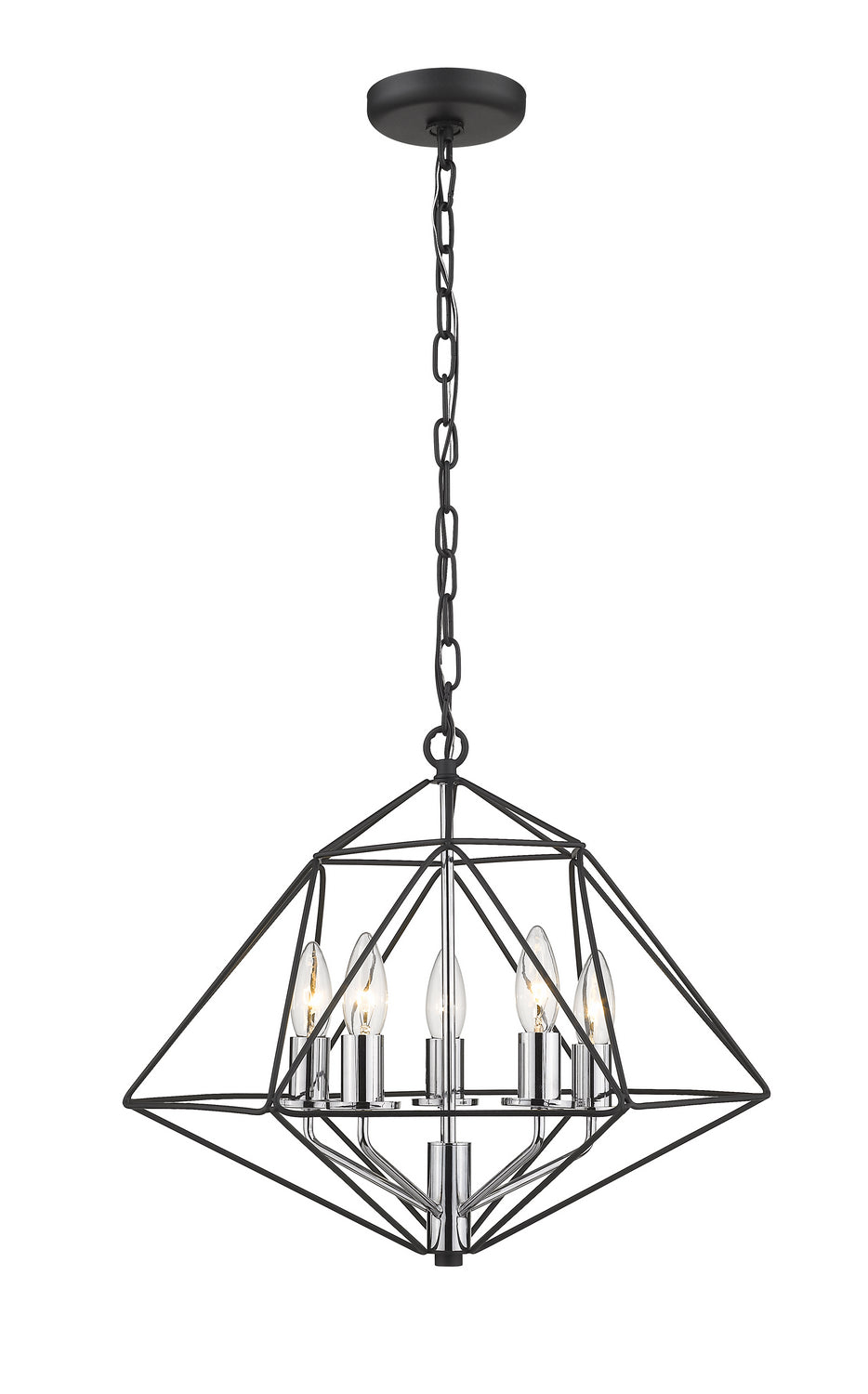 Z-Lite Canada - Five Light Chandelier - Geo - Matte Black / Chrome- Union Lighting Luminaires Decor