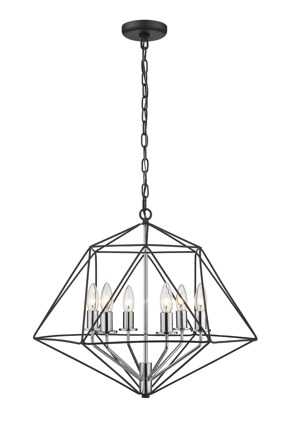 Z-Lite Canada - Six Light Chandelier - Geo - Matte Black / Chrome- Union Lighting Luminaires Decor