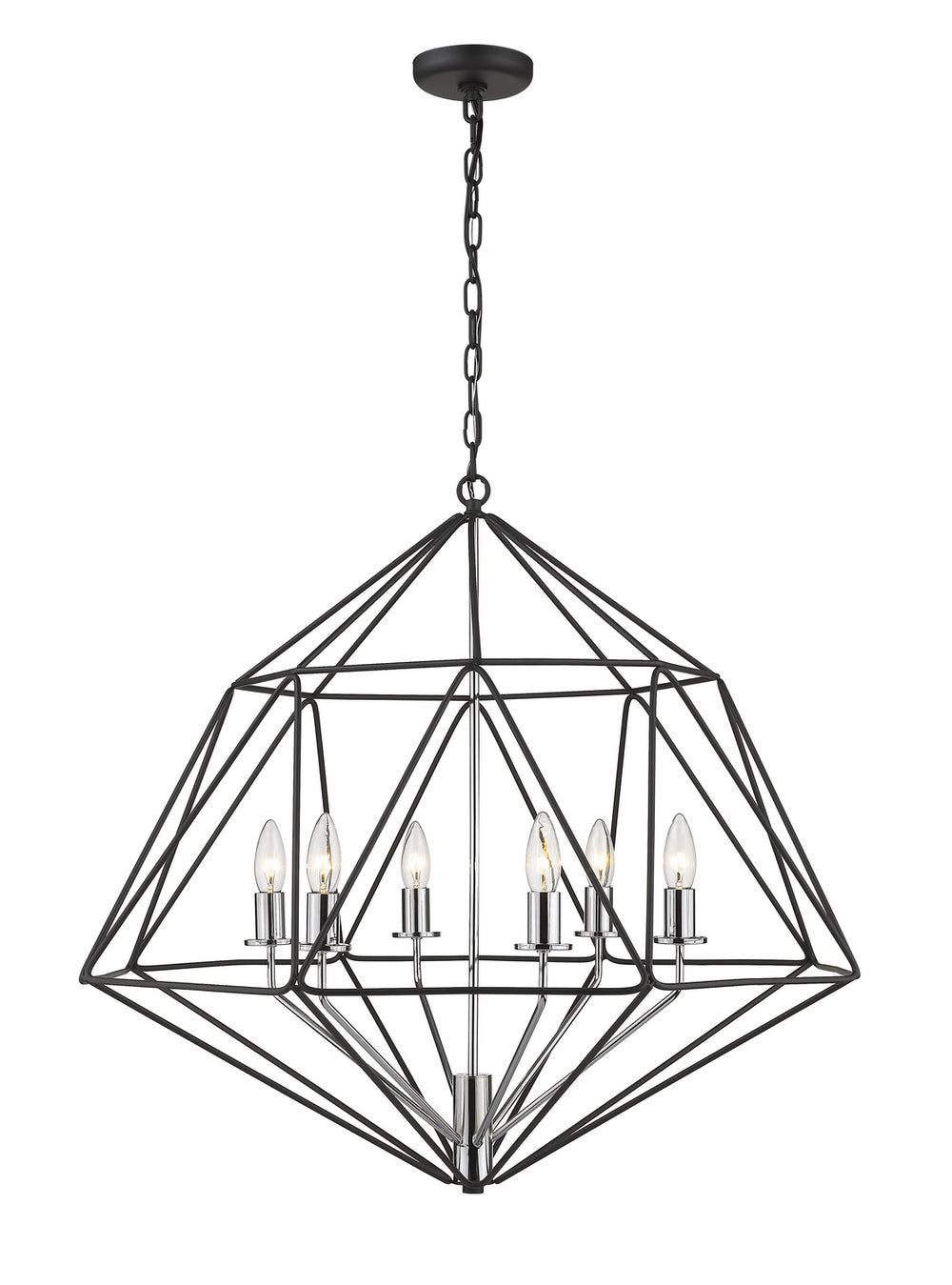 Z-Lite Canada - Six Light Chandelier - Geo - Matte Black / Chrome- Union Lighting Luminaires Decor