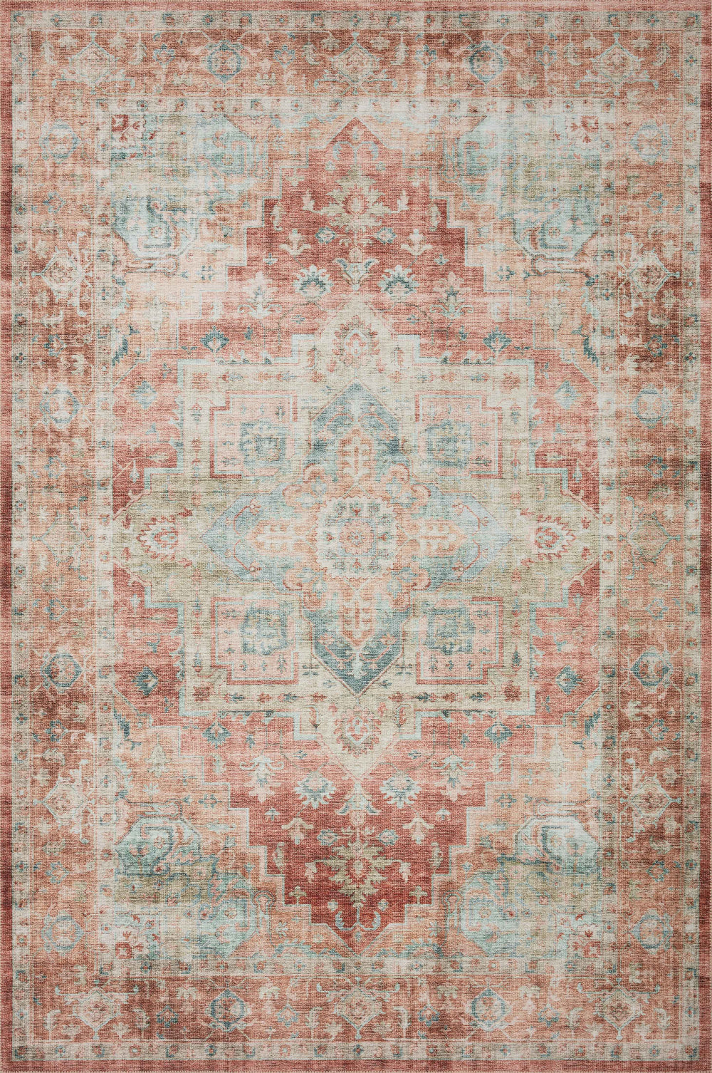 Loloi - Area Rug - Heidi Terracotta/Aqua Rug - Union Lighting Luminaires Décor