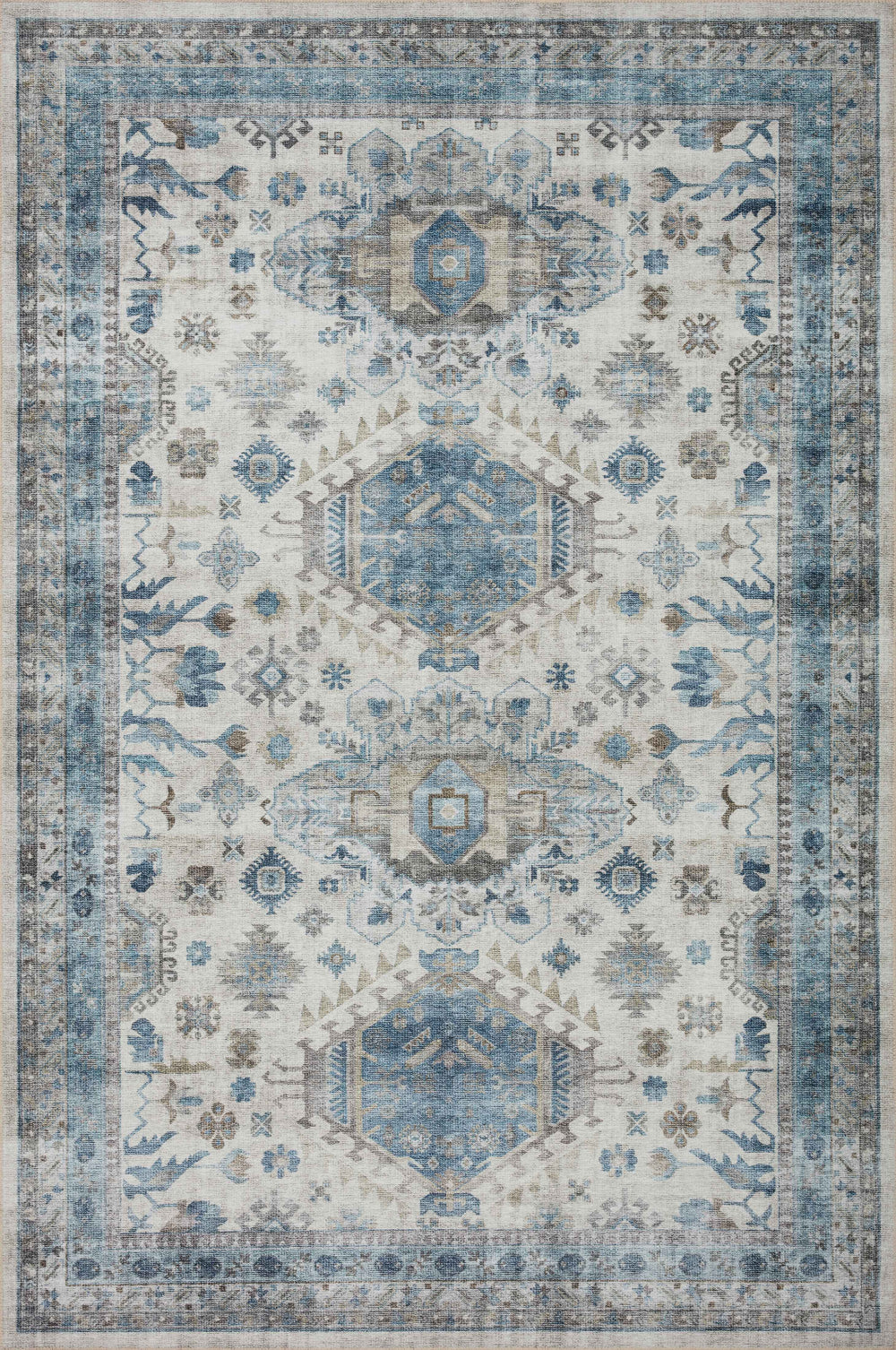 Loloi - Area Rug - Heidi Ivory/Ocean Rug - Union Lighting Luminaires Décor