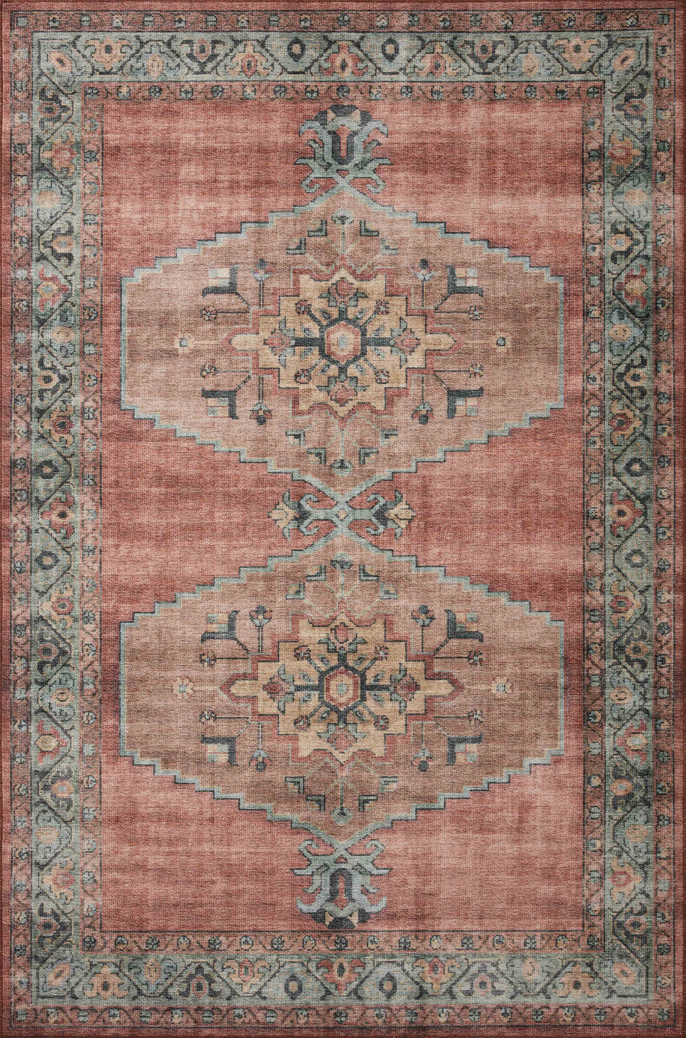Loloi - Area Rug - Heidi Spice/Aqua Rug - Union Lighting Luminaires Décor
