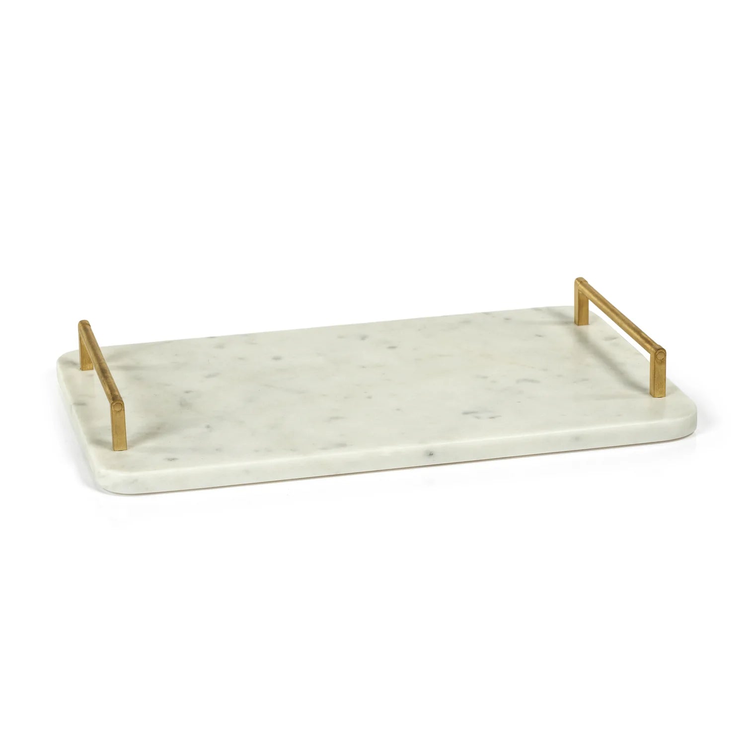 Andria Marble Tray w/ Gold Metal Handles