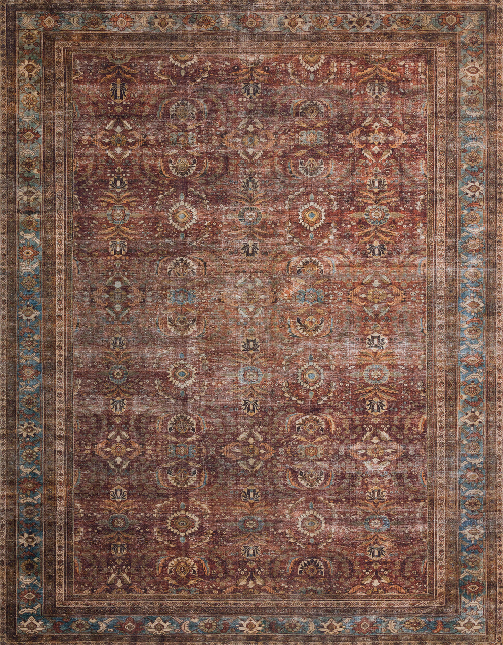 Loloi - Area Rug - Layla Brick/Blue Rug - Union Lighting Luminaires Décor