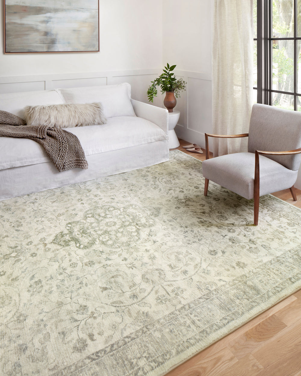 ROS-02 Rosette Ivory / Silver Rug