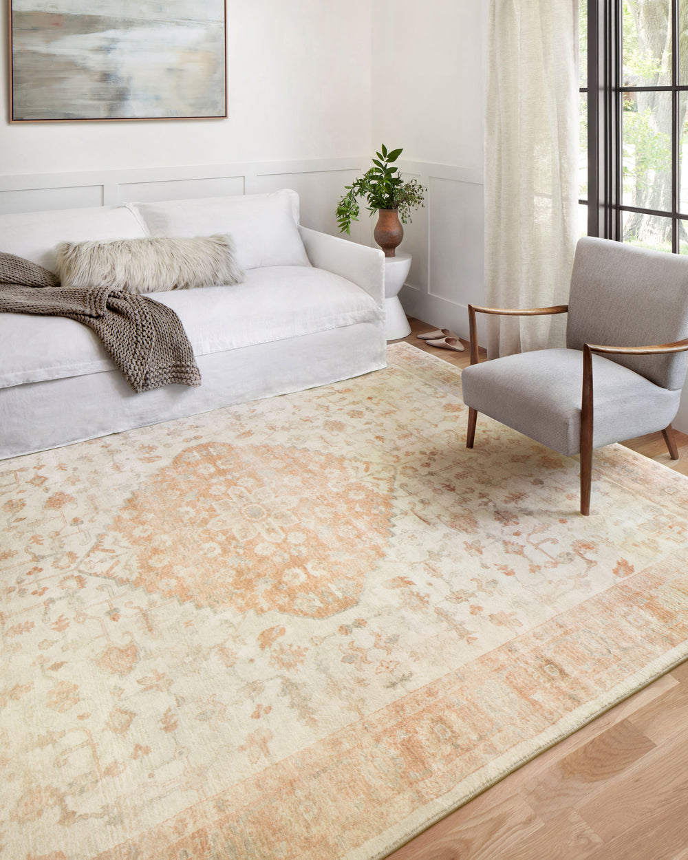 ROS-03 Rosette Ivory / Terracotta Tapis