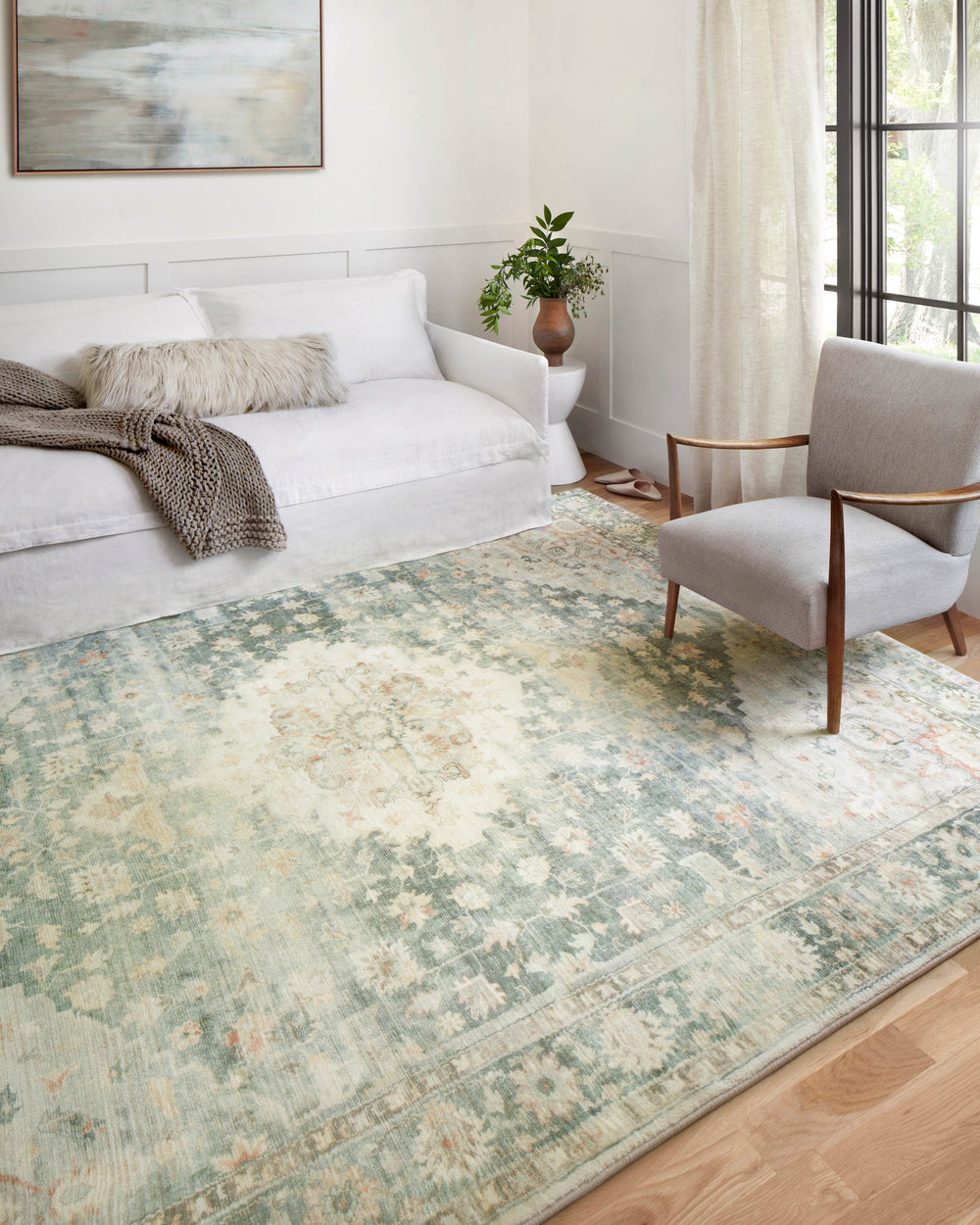 Rosette Teal / Ivory Rug (ROS-08)