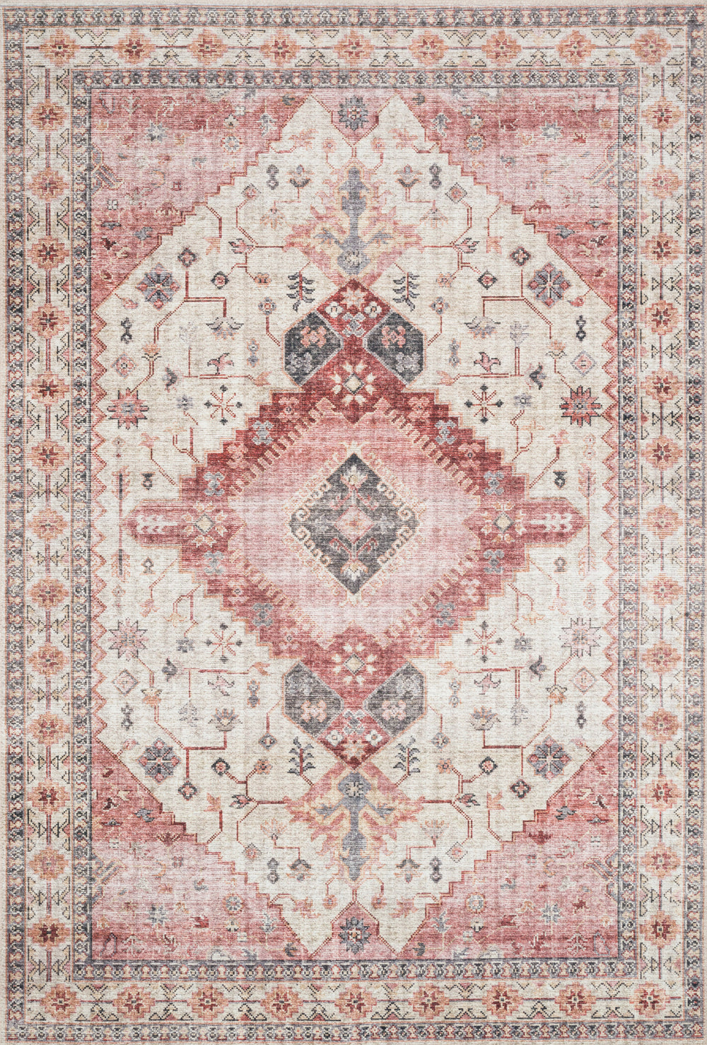 Loloi - Area Rug - Skye Ivory/Berry Rug - Union Lighting Luminaires Décor