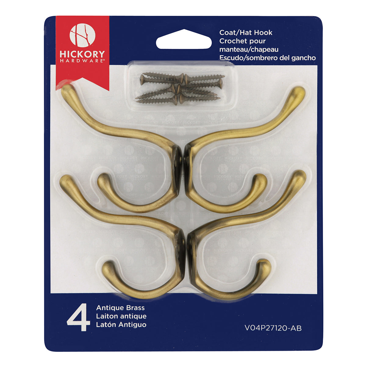 Coat Hook Double 5/8 Inch Center to Center (4 Pack)
