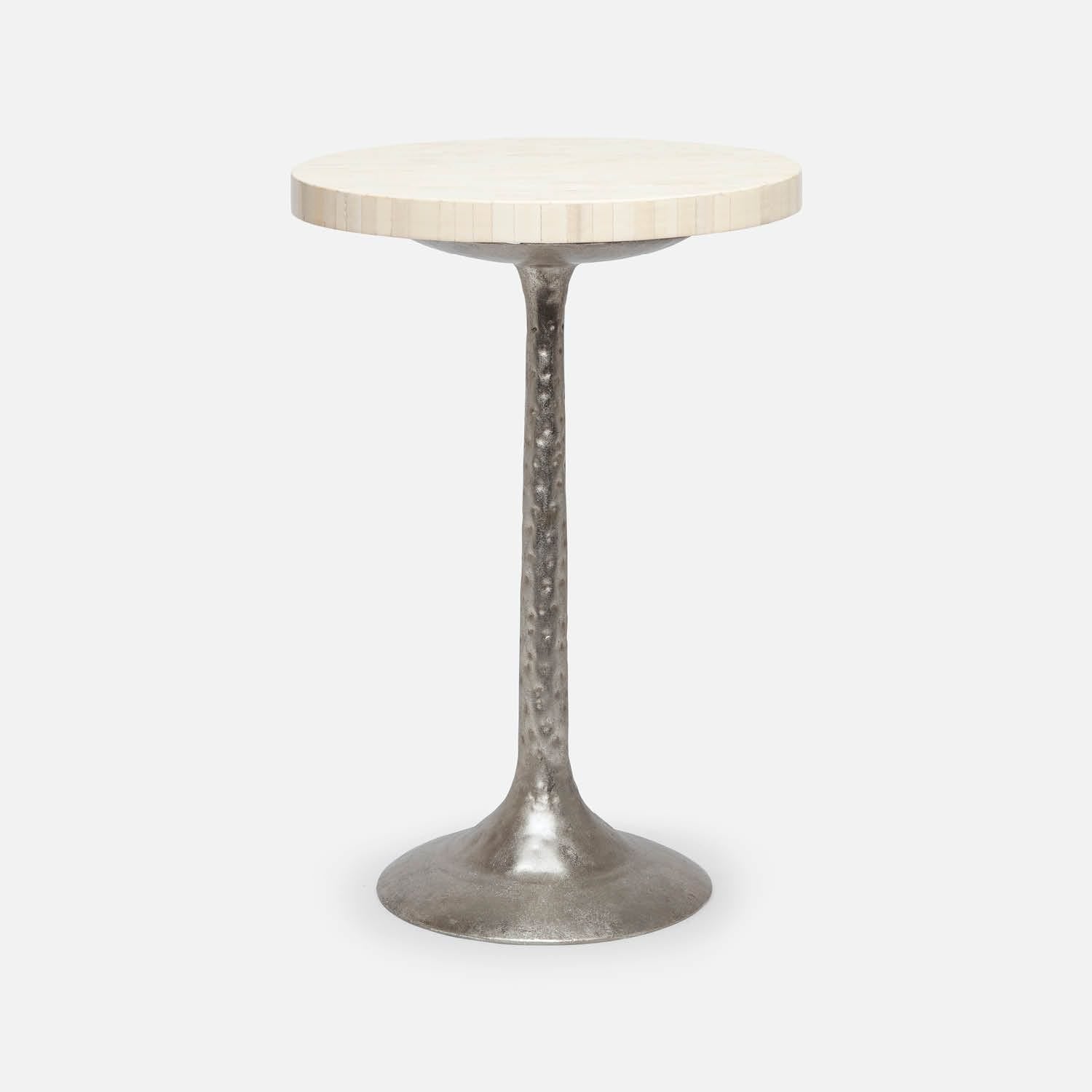Made Goods - Furniture - Delancy Side Table - Shiny Silver Metal/Bone Natural - Union Lighting Luminaires Decor